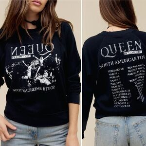 NWT Daydreamer Queen South American Tour Raglan Crew in Black White Graphic